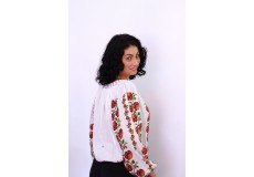 Ie damă cu mânecă lungă cu model floral roşu